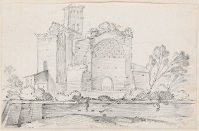 Vénusz templomának romjai és Róma a fórumon alkotó: Joseph Marie Vien