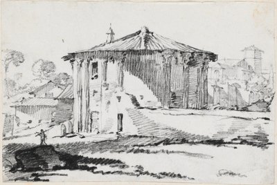 Kerek templom a Piazza Bocca della Verità-n, Rómában alkotó: Joseph Marie Vien
