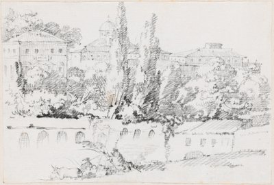 Róma falai Santa Maria del Popolo-val a távolban alkotó: Joseph Marie Vien
