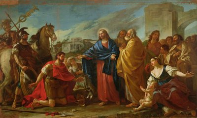 A százados Krisztus lábainál térdel, vagy: Jézus meggyógyítja a tiszt fiát, 1752 alkotó: Joseph Marie, the Elder Vien