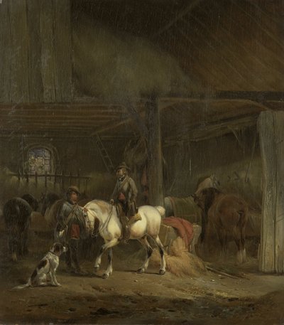 Lóistálló, 1830-1840 körül (olaj, tábla) alkotó: Joseph Moerenhout