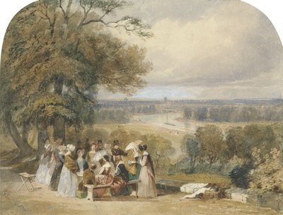 Piknik a Richmond Hillen (wc testszínnel és gumival papíron) alkotó: Joseph Murray Ince