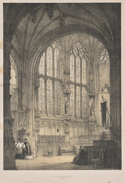 A középkori építészet: St. Jacques-ban, Dieppe-ben, East Endben, belső térben alkotó: Joseph Nash