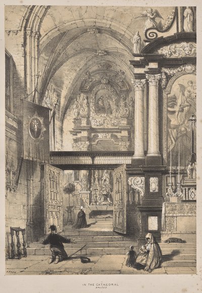 A középkori építészet: Brugge katedrálisában alkotó: Joseph Nash