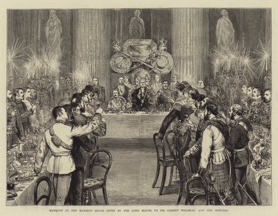 A Lord Mayor által Sir Garnet Wolseley és a tisztek számára adott bankett a Mansion House-ban alkotó: Joseph Nash