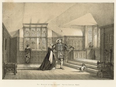 Bay Window a galériában, Hever kastély, Kent alkotó: Joseph Nash