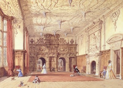 Crewe Hall, Cheshire (WC és gouache) alkotó: Joseph Nash