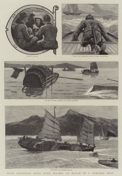 Aberdeenből, Hongkong szigetéről Makaóba egy torpedóhajóval alkotó: Joseph Nash