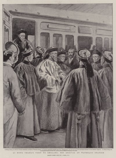 Li Hung Chang angliai látogatása, megérkezése Waterloo állomásra alkotó: Joseph Nash