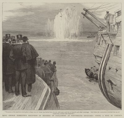 Lord George Hamilton parlamenti képviselők fogadása a portsmouthi hajógyárban, aknát lőve kapcsolattartással alkotó: Joseph Nash