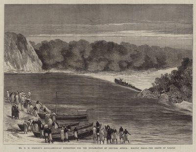 H M Stanley úr angol-amerikai expedíciója Közép-Afrika felfedezésére, a Kalulu-vízesésre, Kalulu halálára alkotó: Joseph Nash