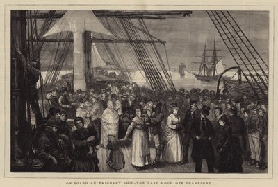 Egy emigráns hajó fedélzetén, az utolsó óra Gravesend mellett alkotó: Joseph Nash