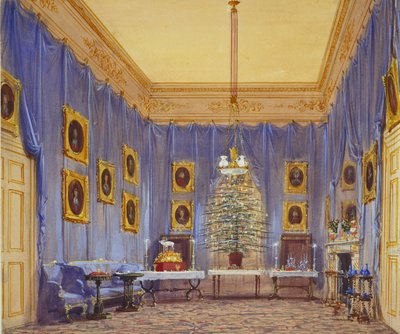 Viktória királynő karácsonyfája, windsori kastély, 1845 alkotó: Joseph Nash