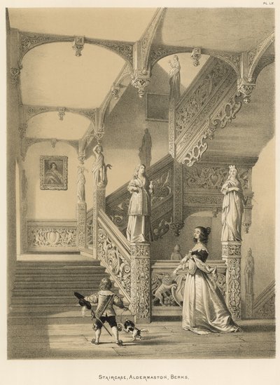 Lépcsőház, Aldermaston, Berks alkotó: Joseph Nash