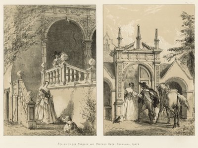 Lépcső a teraszra, és a Poster Gate, Bramshill, Hants alkotó: Joseph Nash