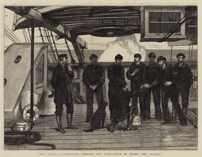 Az Arctic Expedition Lime-Juice-t kínál a riasztás fedélzetén alkotó: Joseph Nash