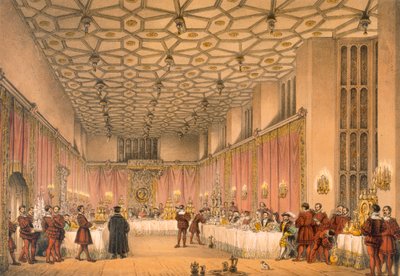 The Chamber, Hampton Court, a "Architecture of the Middle Ages" című, 1838-ban megjelent kötetből. alkotó: Joseph Nash