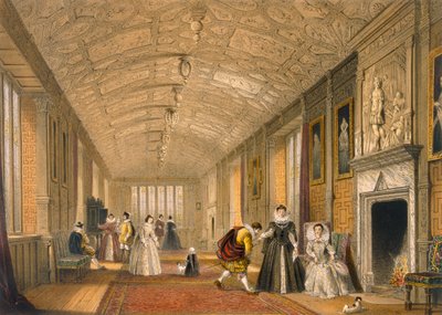 The Long Gallery at Lanhydrock, Cornwall, 1600, Architecture of the Middle Ages, megjelent 1838 alkotó: Joseph Nash
