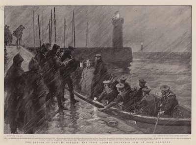 Dreyfus kapitány visszatérése, az első partraszállás francia földre Port Haliguenben alkotó: Joseph Nash