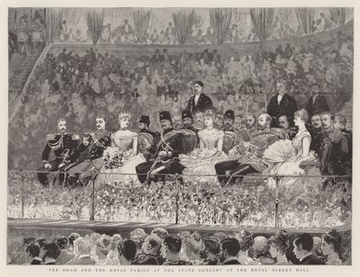 A sah és a királyi család az állami koncerten a Royal Albert Hallban alkotó: Joseph Nash