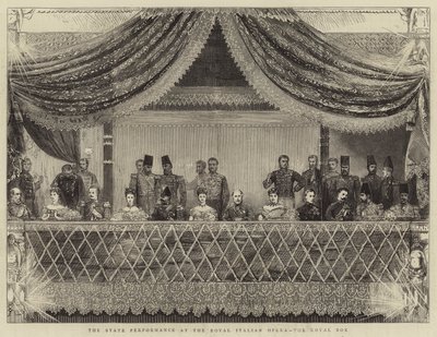 Állami előadás az Olasz Királyi Operában, a Royal Box (metszet) alkotó: Joseph Nash