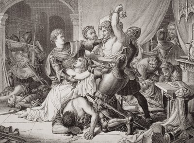 Roger de Mortimer (1287-1330) elkobzása a nottinghami várban alkotó: Joseph Noel (after) Paton