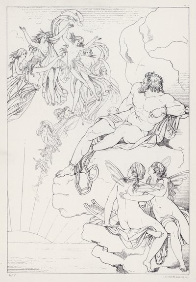 Shelleys Prometheus Kötetlen, I. felvonás alkotó: Joseph Noel after Paton
