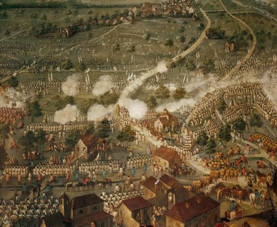 A spanyol örökösödési háború : a Savoyai Eugén herceg által vezetett császári csapatok a malplaquet-i csatában francia csapatokat vernek ... alkotó: Joseph Parrocel