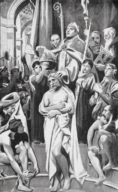 Clovis megkeresztelése (litográfia) alkotó: Joseph Paul (after) Blanc