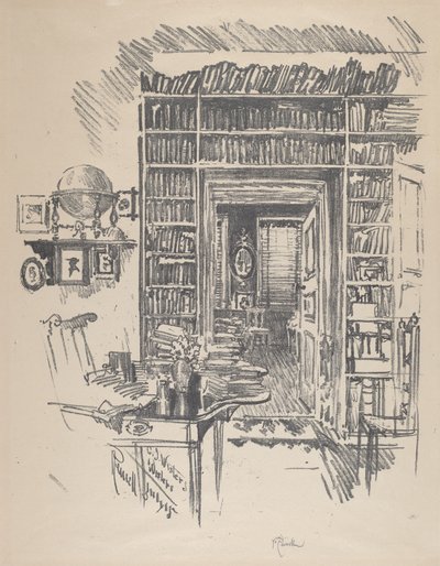 Könyves szoba Dr. Wisternél alkotó: Joseph Pennell