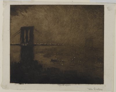 Brooklyn Bridge at Night, 1922 alkotó: Joseph Pennell