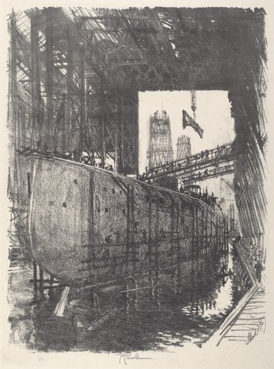 A csatahajó építése alkotó: Joseph Pennell