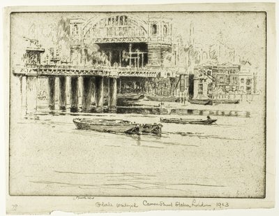 Cannon Street állomás, a folyó felől alkotó: Joseph Pennell