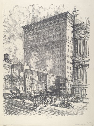 A Városháza tér és a Wanamaker épülete, 1912. alkotó: Joseph Pennell