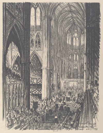 V. György király és Mária királyné koronázása a Westminster Abbeyben, 1911. alkotó: Joseph Pennell
