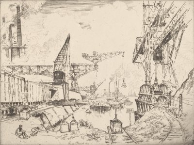 Daruk Duisburgban, 1910. alkotó: Joseph Pennell