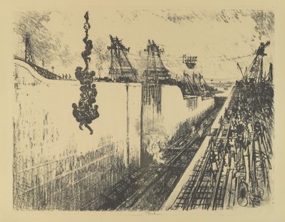 Vacsoraidő, Gatun-zár, 1912 alkotó: Joseph Pennell