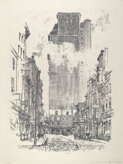 Down Sansom Street, 1912. alkotó: Joseph Pennell
