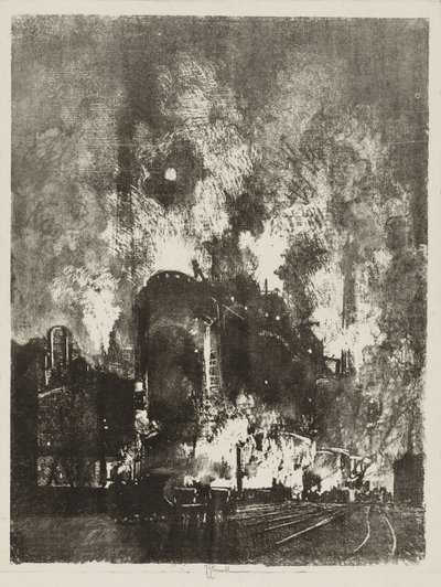 Angol háborús munka: Furnaces at Night alkotó: Joseph Pennell