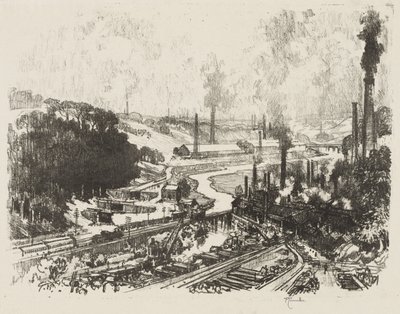 Angol háborús munka: Munition Works alkotó: Joseph Pennell
