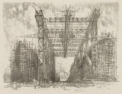 Angol háborús munka: The Gantry (A kereskedelmi hajógyár) alkotó: Joseph Pennell