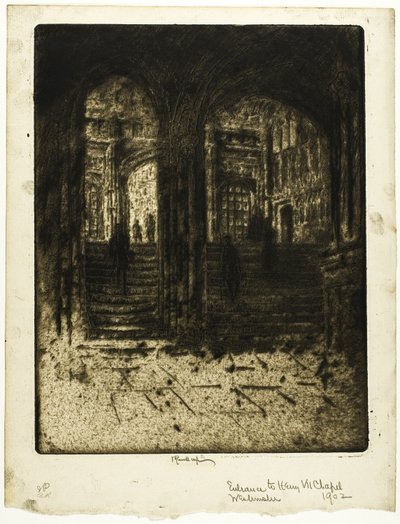 A VII. Henrik-kápolna bejárata, Westminster alkotó: Joseph Pennell