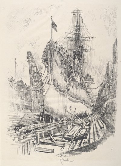 A szárazdokkban, 1917. alkotó: Joseph Pennell
