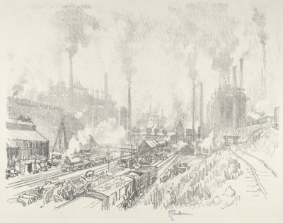 A vas és acél földjén, 1916. alkotó: Joseph Pennell
