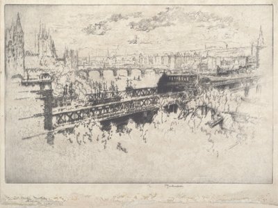 London a Charing Cross Bridge felett alkotó: Joseph Pennell