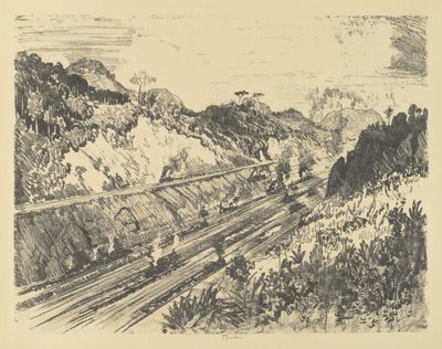 Bad Obispo vágása után kutatva alkotó: Joseph Pennell