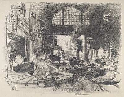 Légcsavarlapátok készítése, 1917. alkotó: Joseph Pennell