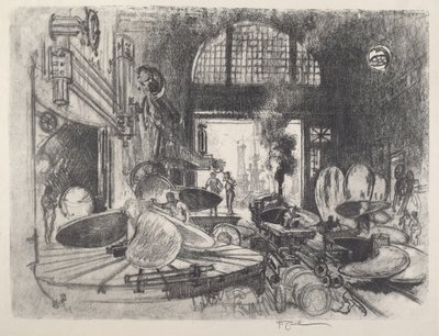 Légcsavarlapátok készítése, 1917. alkotó: Joseph Pennell
