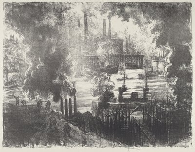 Munitions River, 1916. alkotó: Joseph Pennell