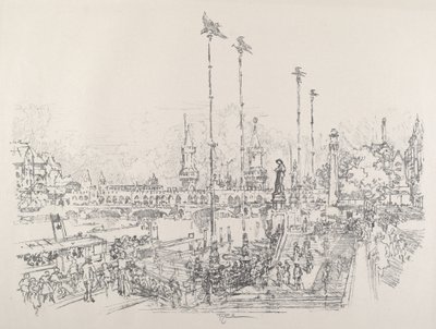 Oberbaum híd, Berlin, 1921. alkotó: Joseph Pennell